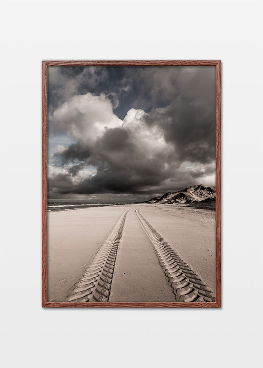 Tracks on the beach poster