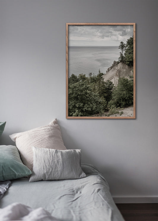 Indretning med plakat fra Møns Klint