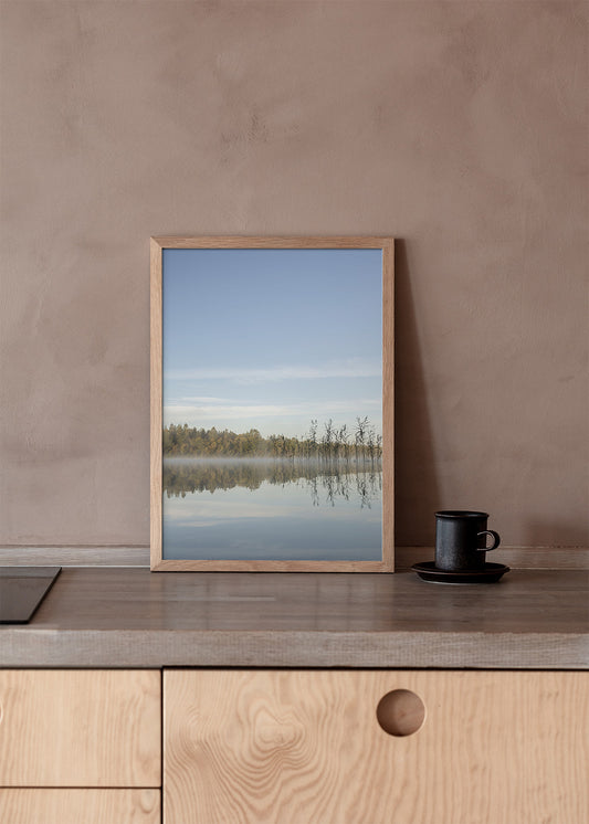 En rolig naturplakat fra Hampen Sø i Midtjylland.