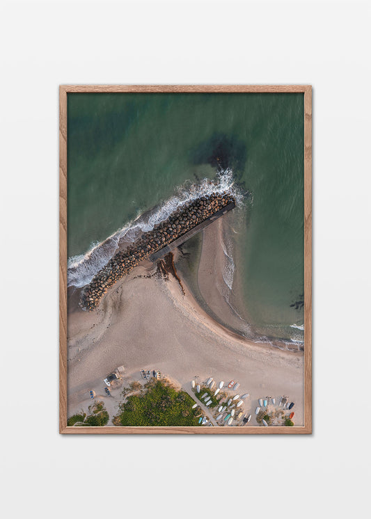 Tisvildeleje mole plakat – Dronefoto af strand og hav